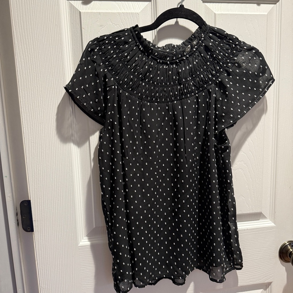 Black Polka Dot Women's Top